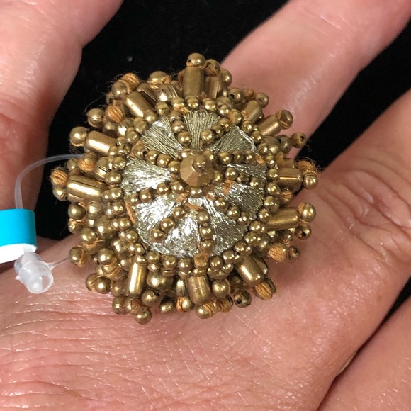 Shiraleah Anthropologie Ring Ofelia Crown Neutral Cream Brown Boho Wood Beads - Picture 8 of 8